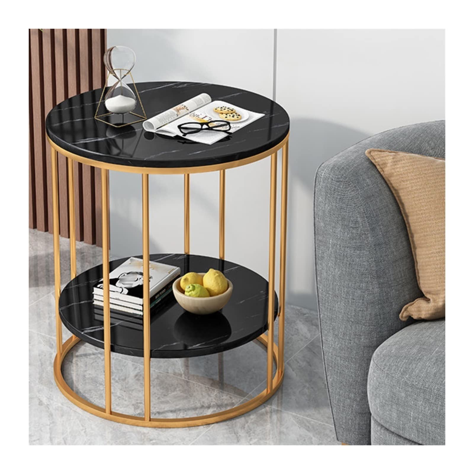 Table basse ronde gain de place pour salon de petit appartement moderne