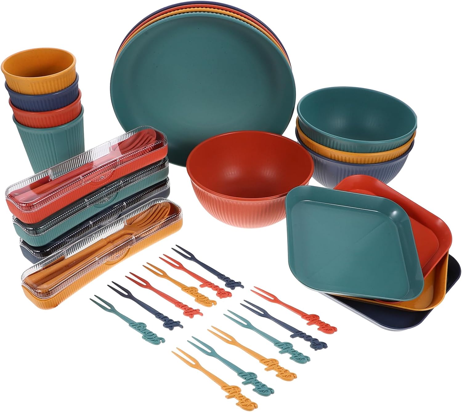 Elegant Straw Cutlery Camping Utensils Portable Dinnerware for Outdoor Rv Dishes Picnic Plates Utensils Kit