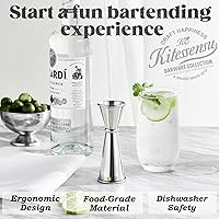 Vista 2 de KITESSENSU Jigger para bartending, Jigger japonés de 2 onzas, 1 oz con medidas en el interior, taza medidora doble de acero inoxidable 304