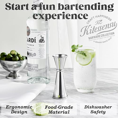 Miniatura 2 de KITESSENSU Jigger para barmending, jigger japonés de 0.7fl oz, 1.4fl oz con medidas en el interior, jiggers de cóctel dobles de acero inoxidable 188