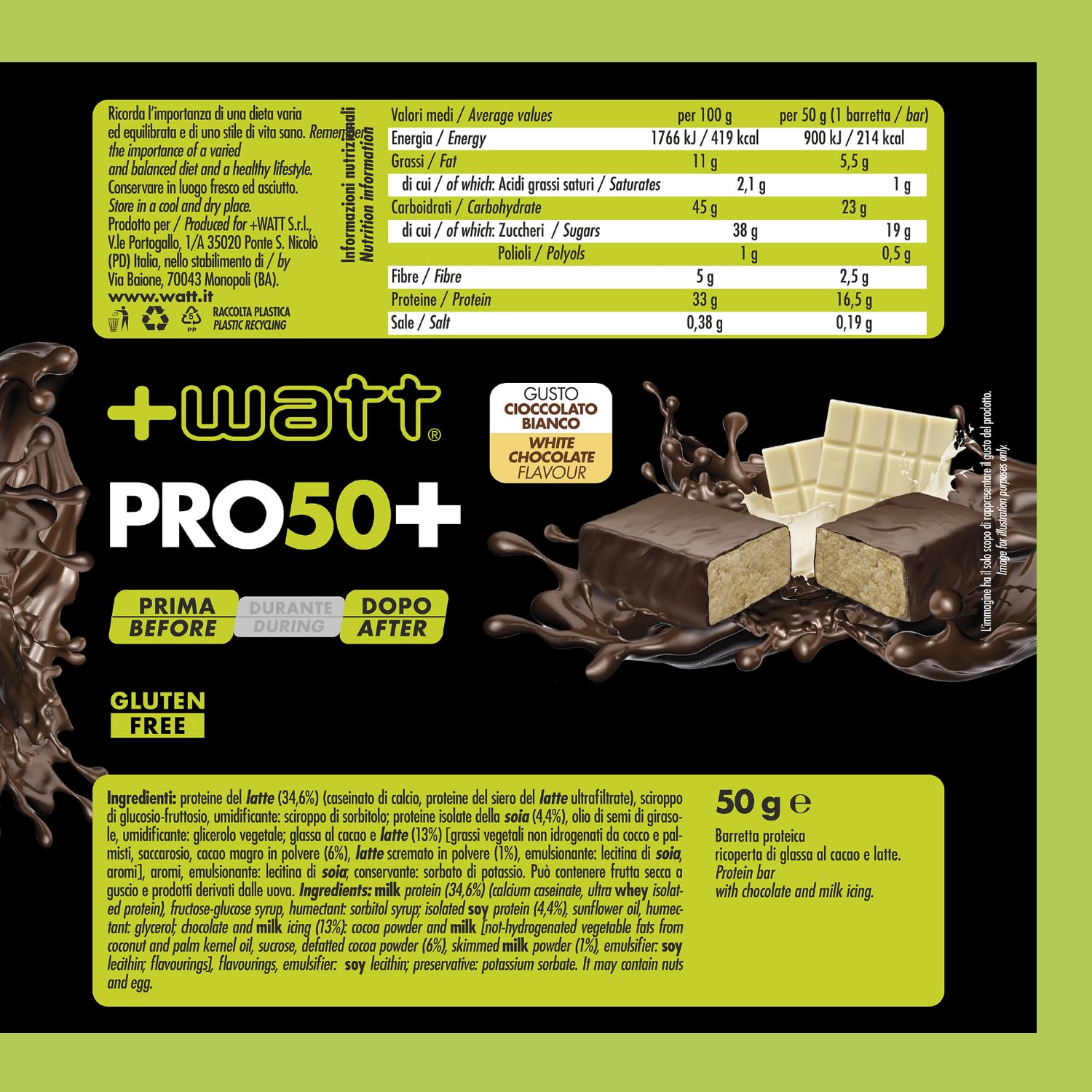 24 x Pro50+ Bar 50 g Chocolat Blanc