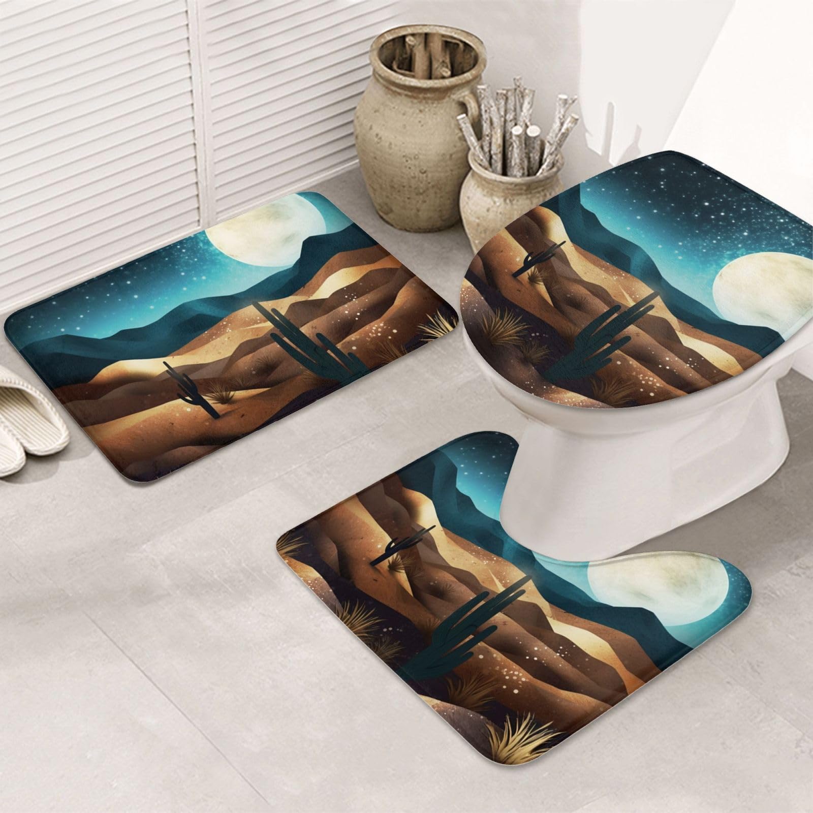 Lot de 3 tapis de salle de bain en U nuit du désert absorbants