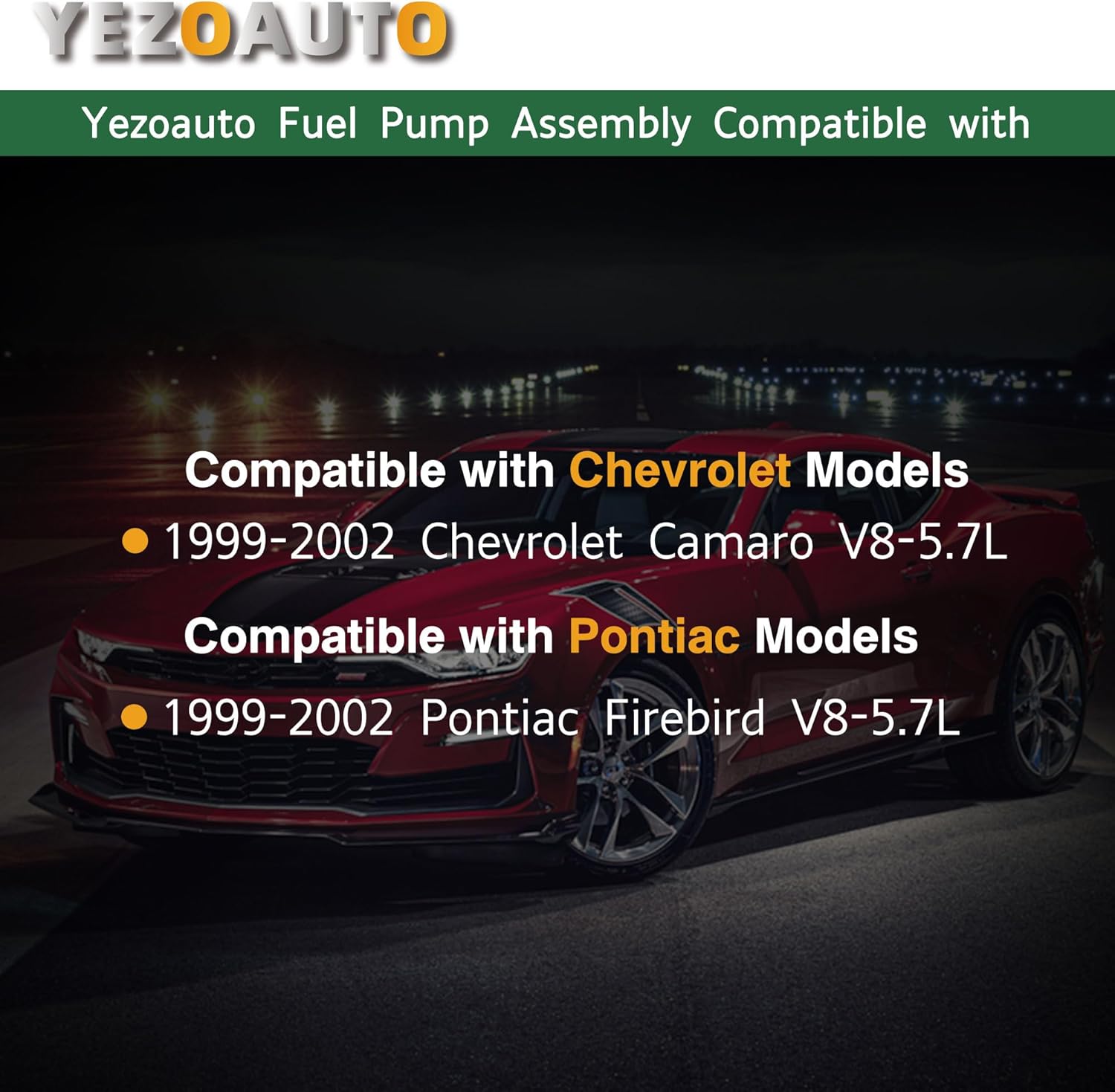 Fuel Pump Module assembly w/Sending Unit Compatible with Chevrolet Camaro V8 5.7L 1999-2002 & Pontiac Firebird V8 5.7L 1999-2002 Replace OE E3368M 1001-11144 EFP868M MU230 F2379A 1AMFP00180