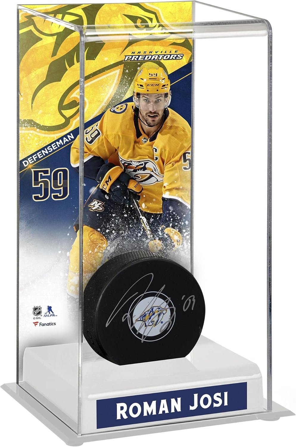 Roman Josi Nashville Predators Deluxe Tall Hockey Puck Case - Hockey Puck Free Standing Display Cases ''Case Only''