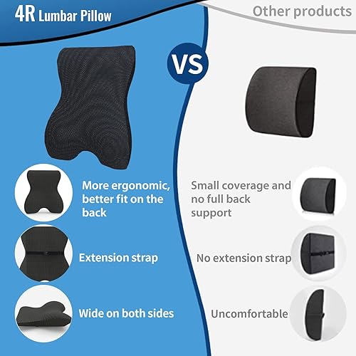 Vista 7 de Lumbar Support Pillow for Office Chair, Back Support Pillow for CarComputerGaming Chair, Memory Foam Back Rest Cushion Pillows for Back Pain Relief