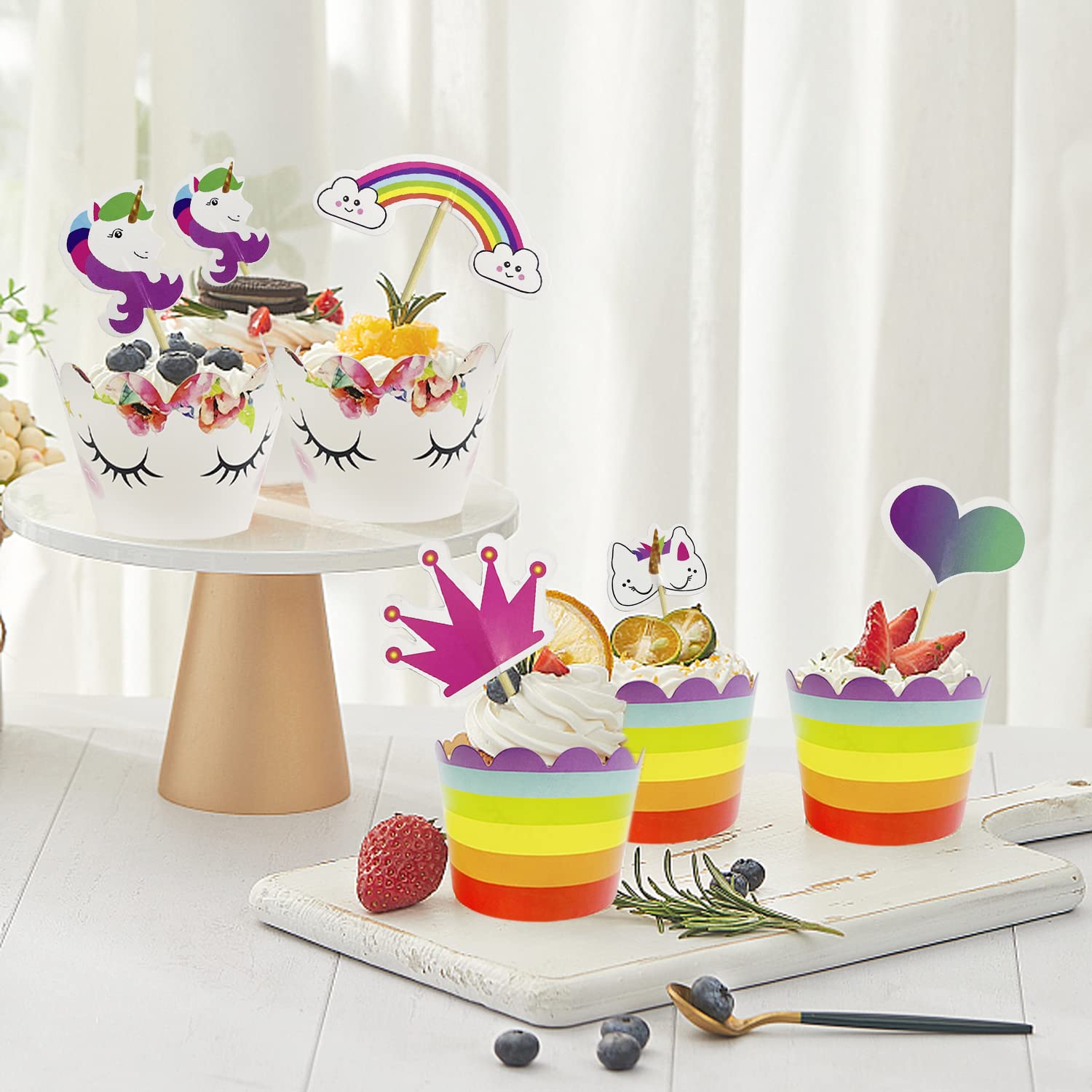 24 Stück Regenbogen Kuchen Toppers – Bunte Cupcake-Dekoration Für Geburtstage, Babypartys & Hochzeiten