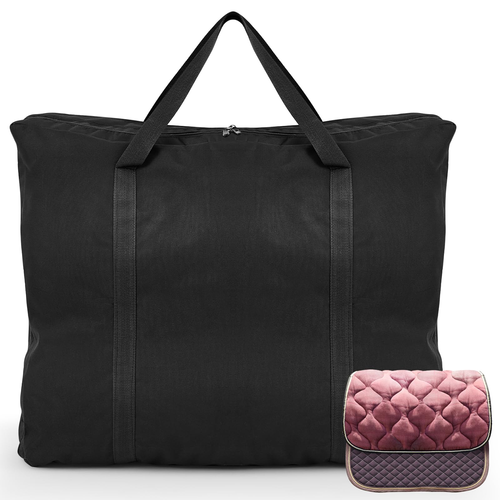 English Saddle Pad Bag Oxford Cloth Multiple Compartments Horse Saddle Pads Convenient Western Storage for Horses Grommets Multi Carrier for Equestrian Air Circulation