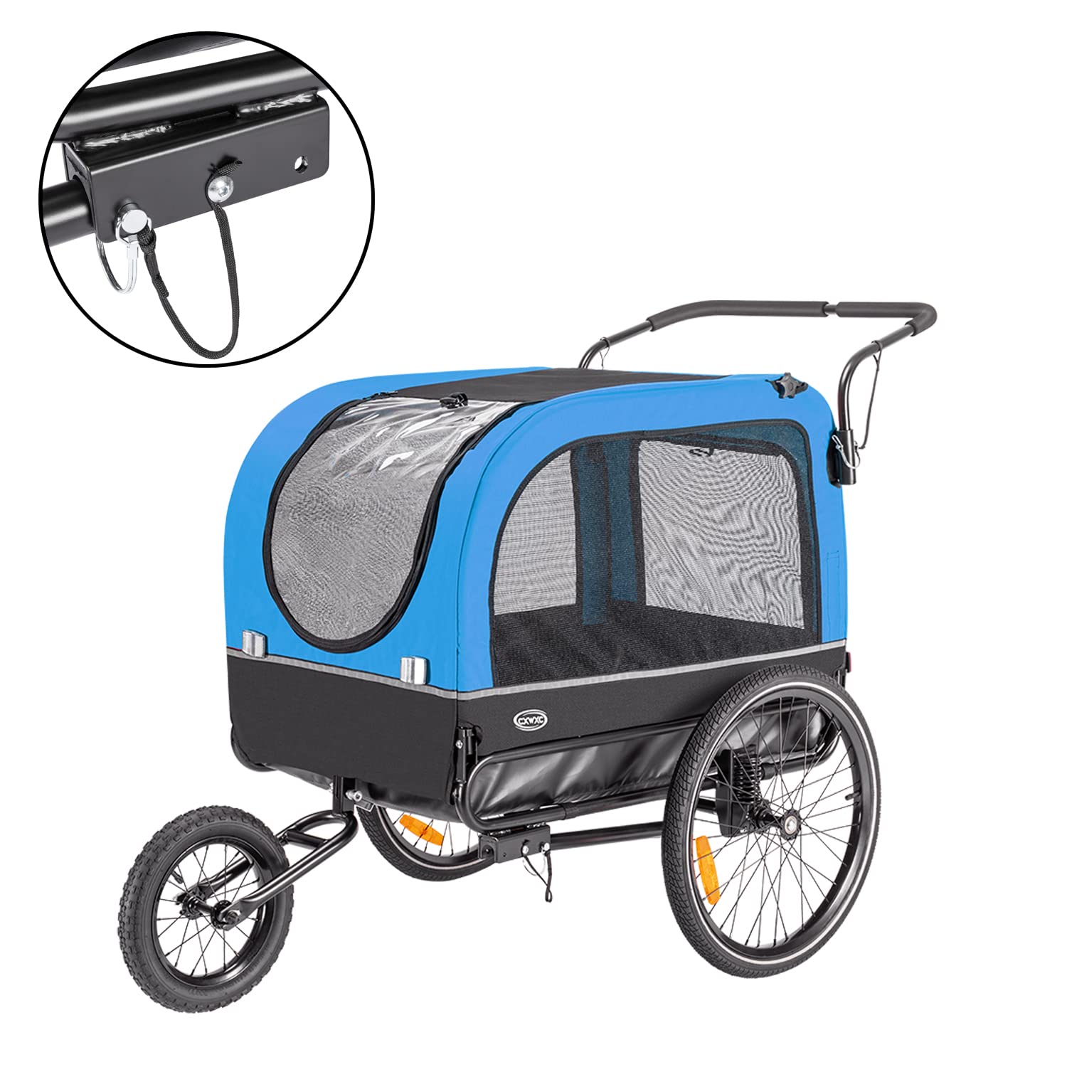 CXWXC Fahrradanhänger für Hunde 2 in 1 Fahrradanhänger & Jogger hundewagen mit Stoßdämpfer, Hundeanhänger Maximale Belastbarkeit 40KG/88LBS