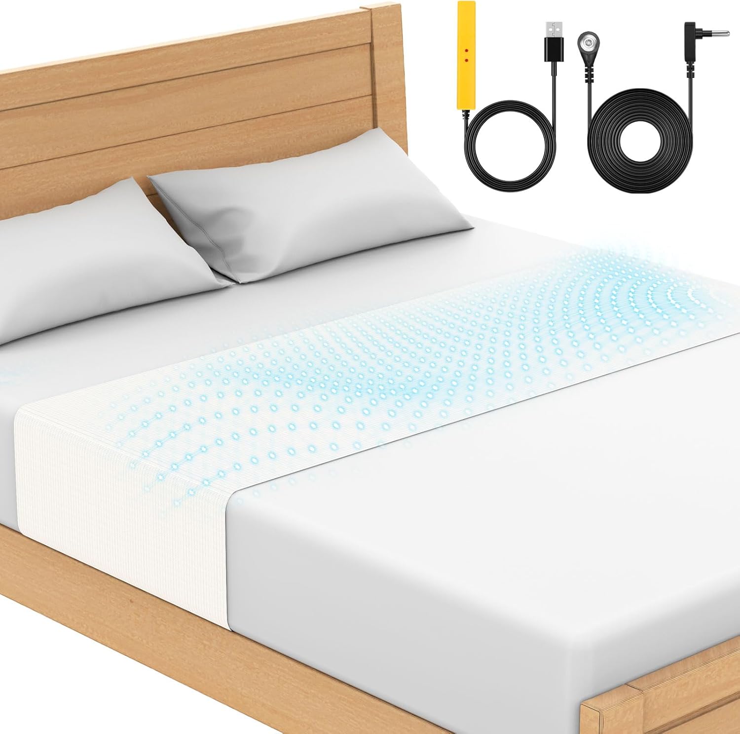 Grounding Sheets, for All Mattress Size, 90% Organic Cotton+10% Pure Silver Fiber, Earth Connected, Healthy Sleep, with Static grounding Cord and Test Pen (White, 105 * 23 inch)