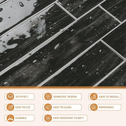 Miniatura 9 de CRE8TIVE 4 hojas de calcomanías autoadhesivas 3D de 12 x 12 pulgadas para despegar y pegar contra salpicaduras para cocina, dormitorio, chimenea