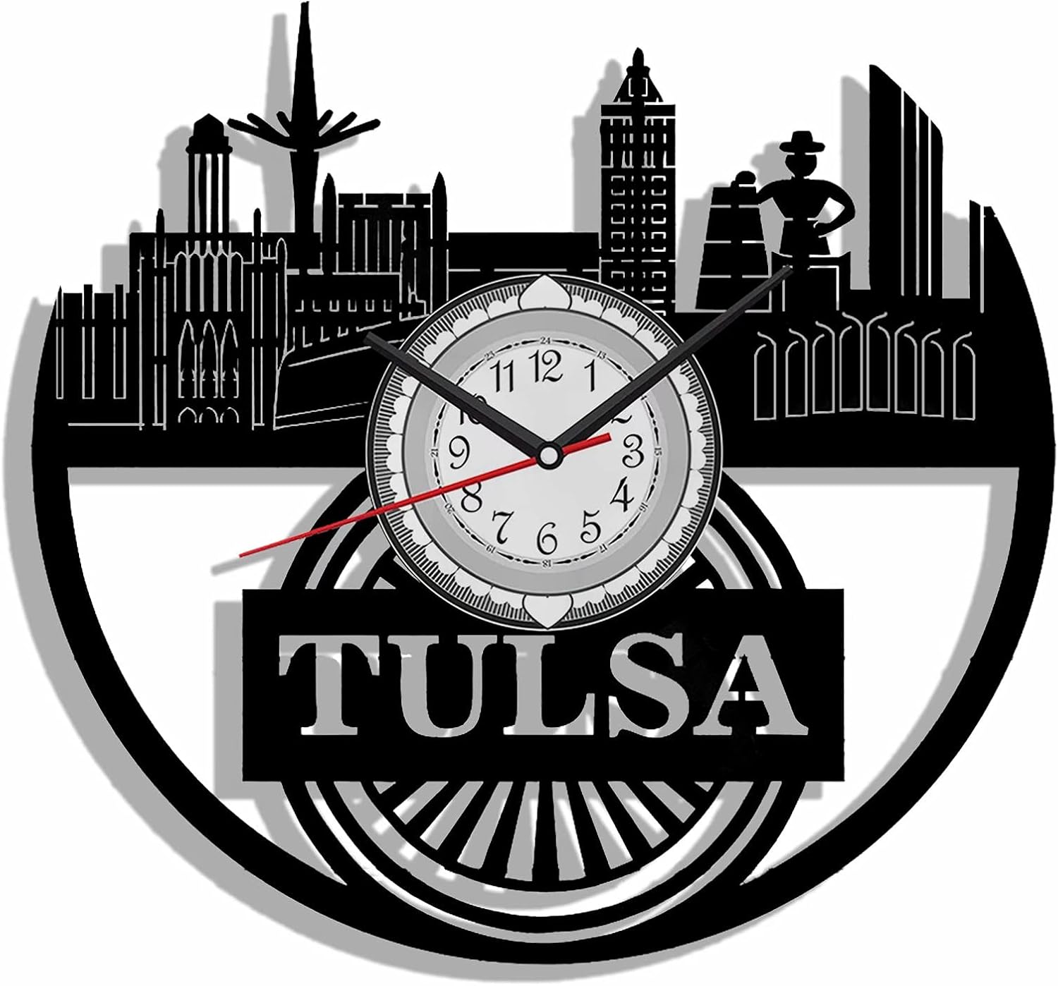 Tulsa Oklahoma USA Wall Clock Vinyl Record Wall Art 12 Inches Home Decoration Travel Souvenir Gifts