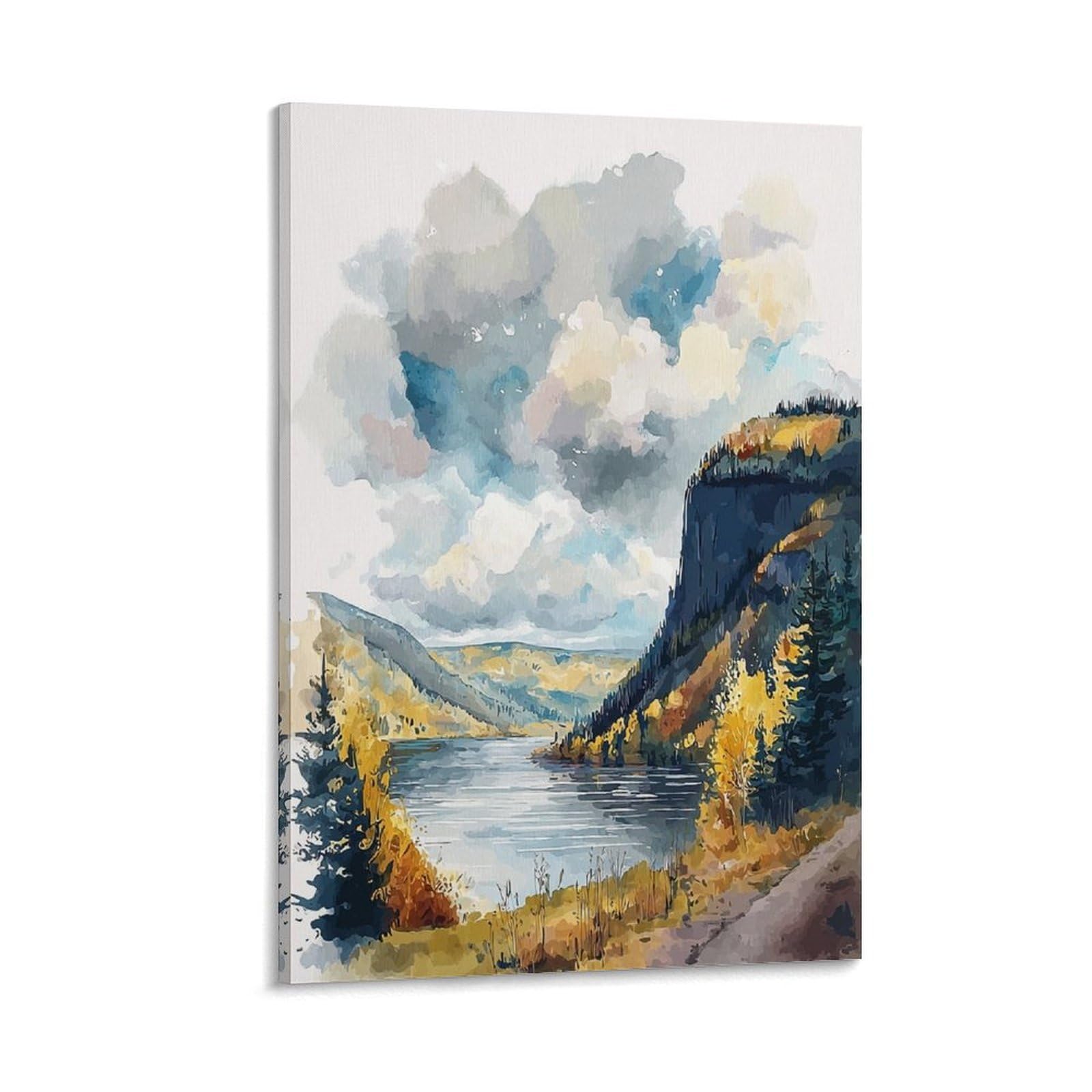 XWYMXZ Finger Lakes Watercolor Print Posters 20x30inch(50x75cm) Vintage Watercolor Canvas Art