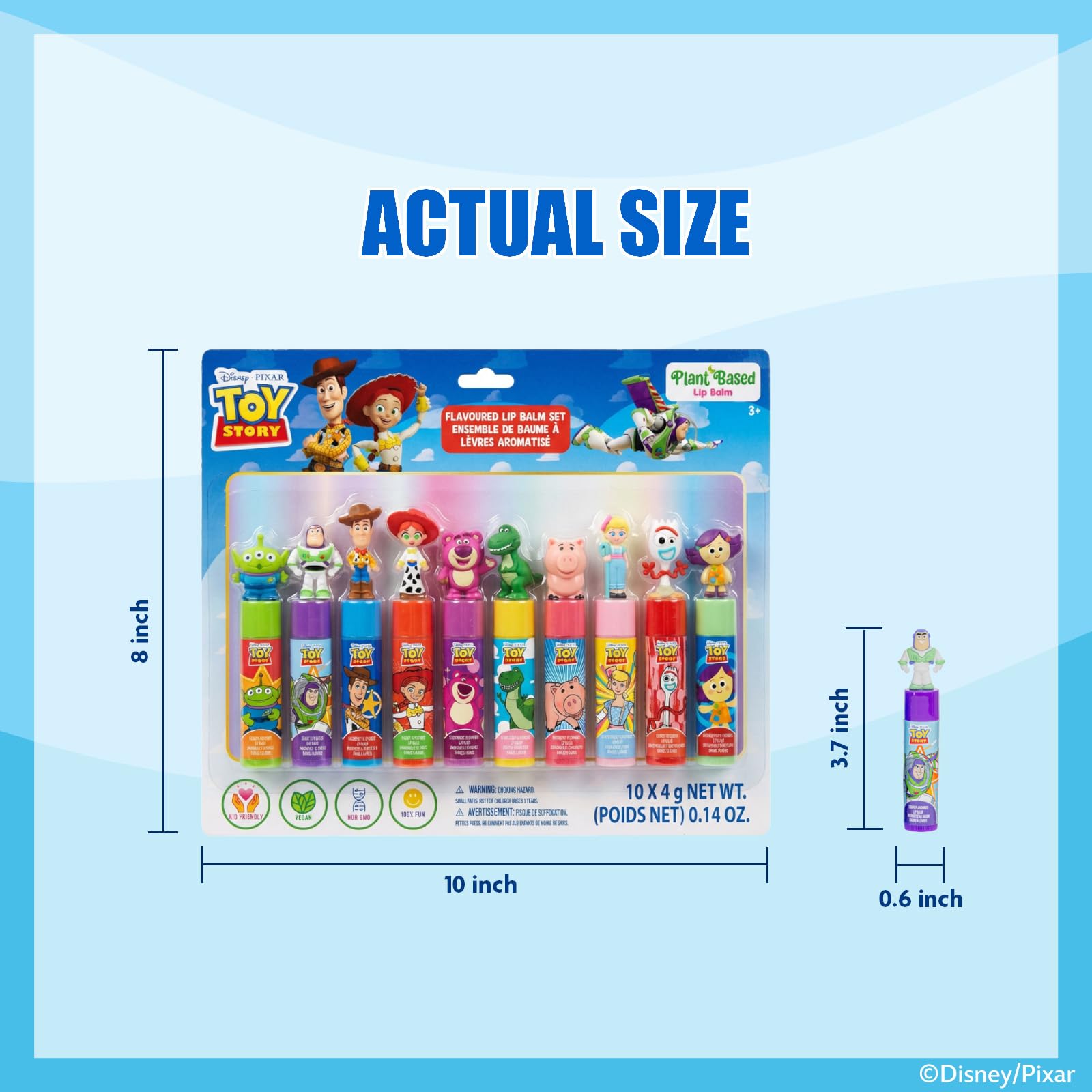 Toy Story Baume Lèvres Végétal 10 pcs avec Topper Cadeau Enfant