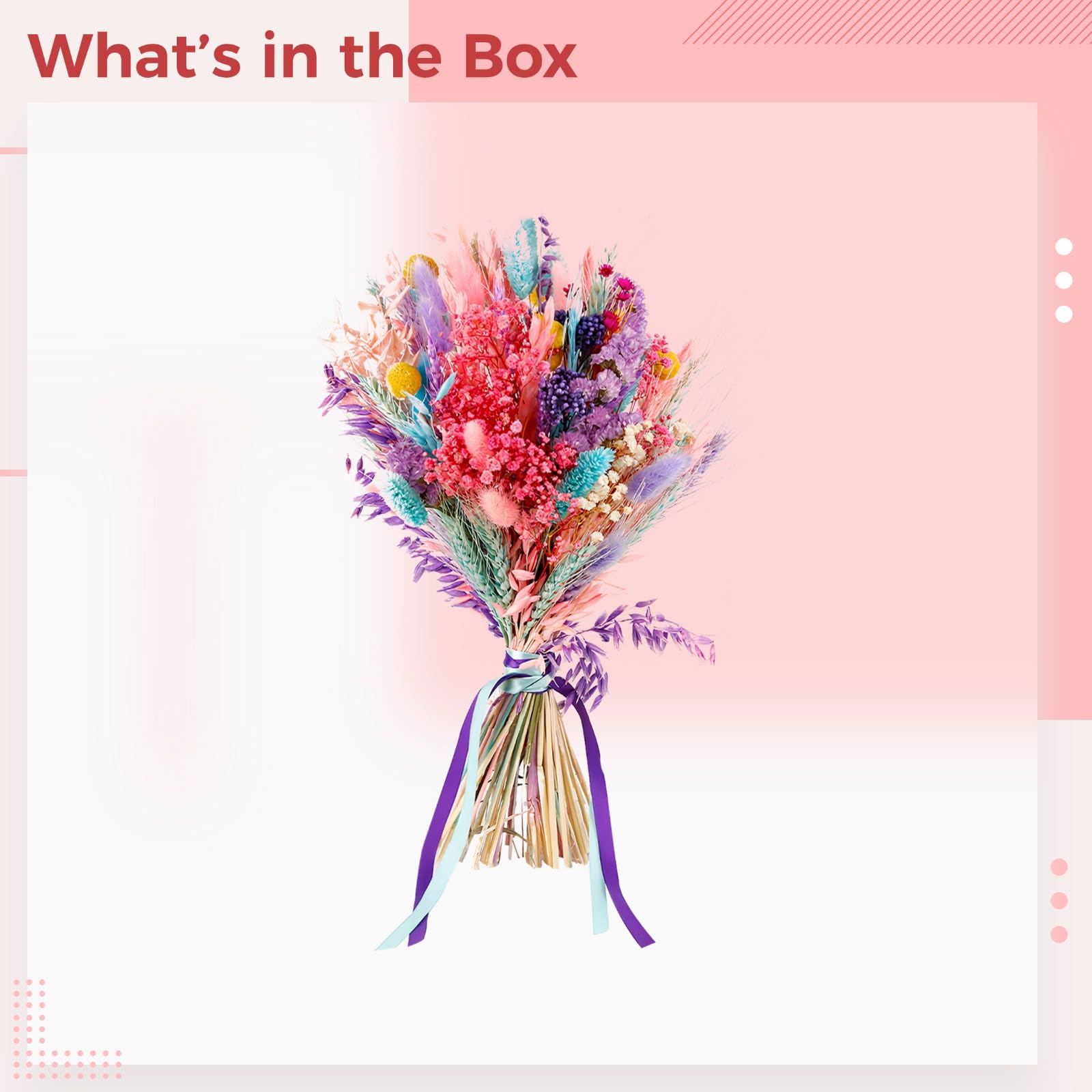 Bouquet d'herbe de Pampa séchée, 43 cm, Composition Florale Naturelle et colorée avec Avoine et Herbe laineuse, déco Maison, idéal pour intérieur Style bohème