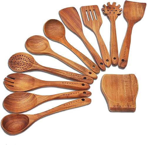 Cucharas de madera para cocinar, utensilios de madera para cocinar, juego de 11 utensilios de cocina de madera, espátulas de madera para cocinar disponible en Yaxa Colombia