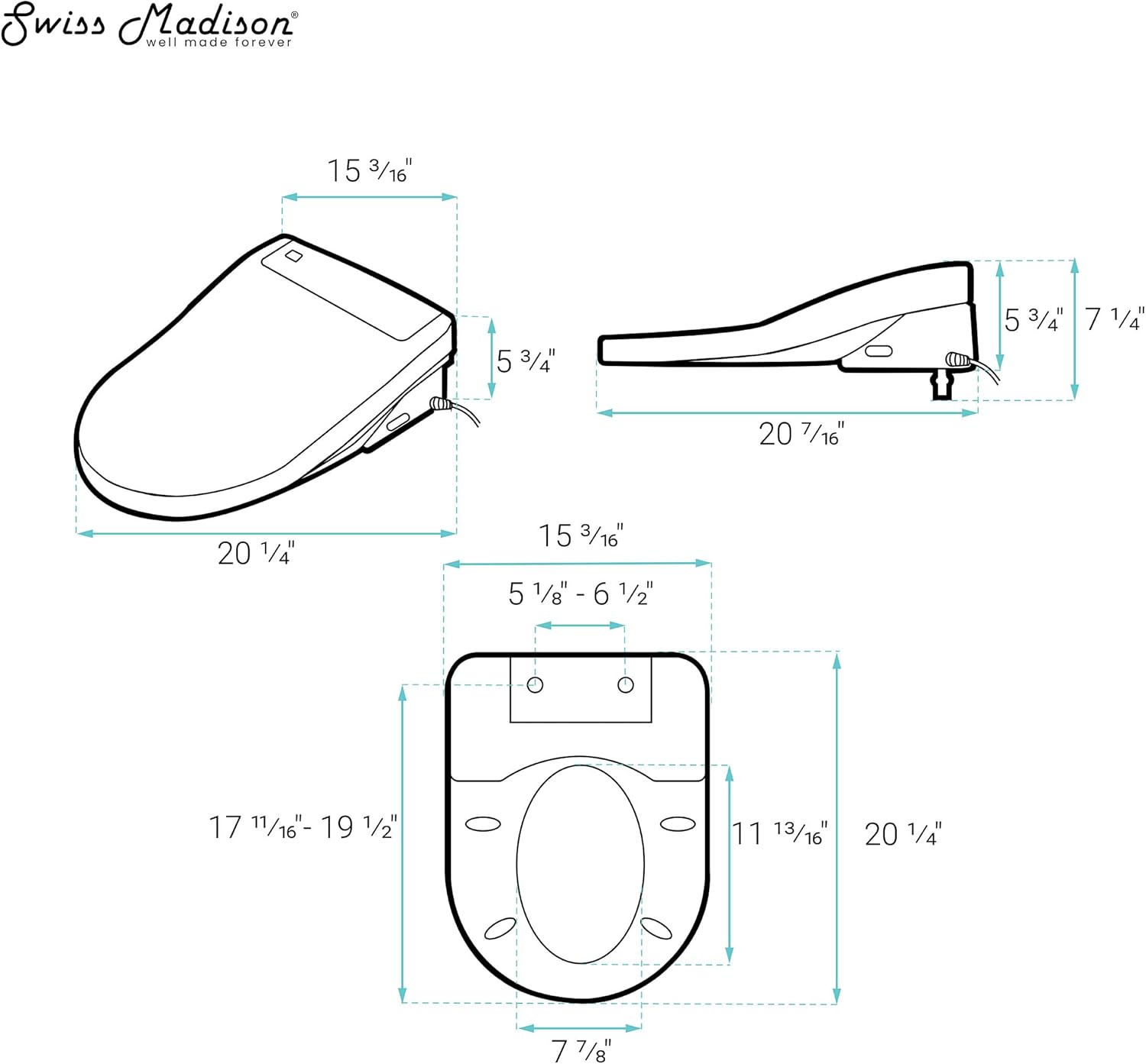 Swiss Madison Well Made Forever SM-25-SSLUG03WH Smart-Seat-Bidets, SM-KS246-G, White