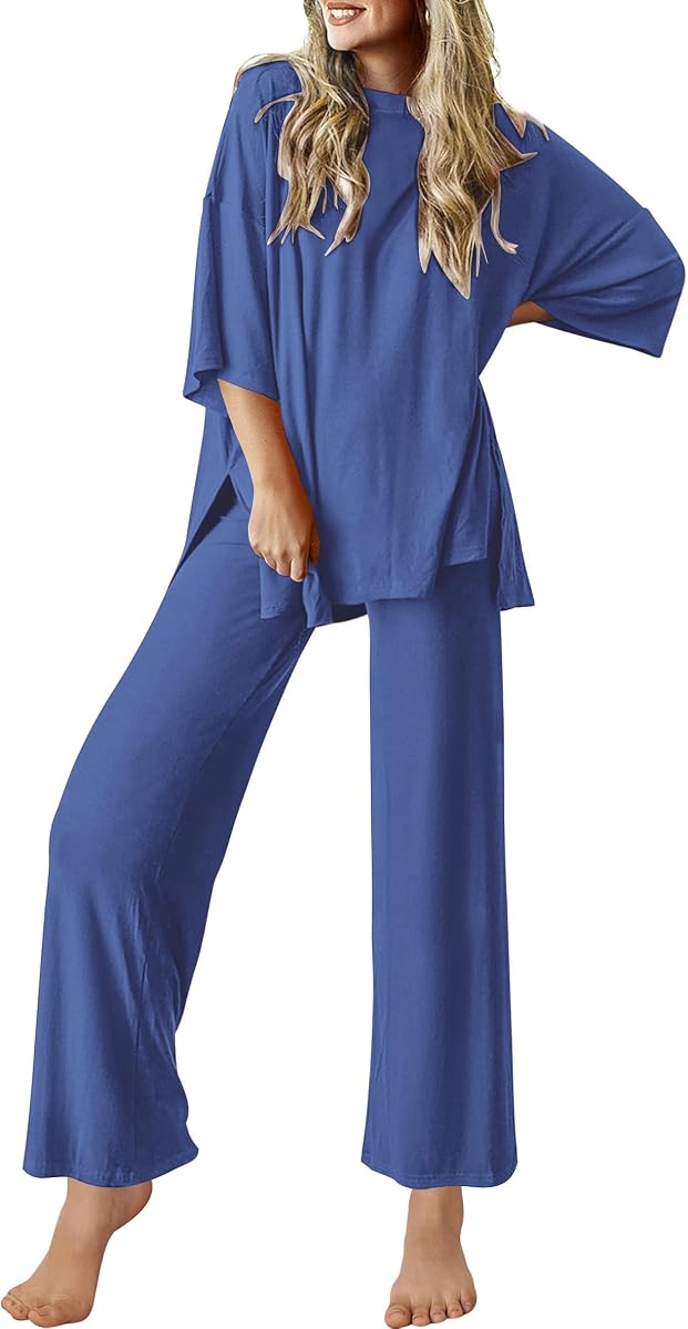 Ekouaer Lounge Sets for Women Soft Comfy Pajama Set 2 Piece Outfits