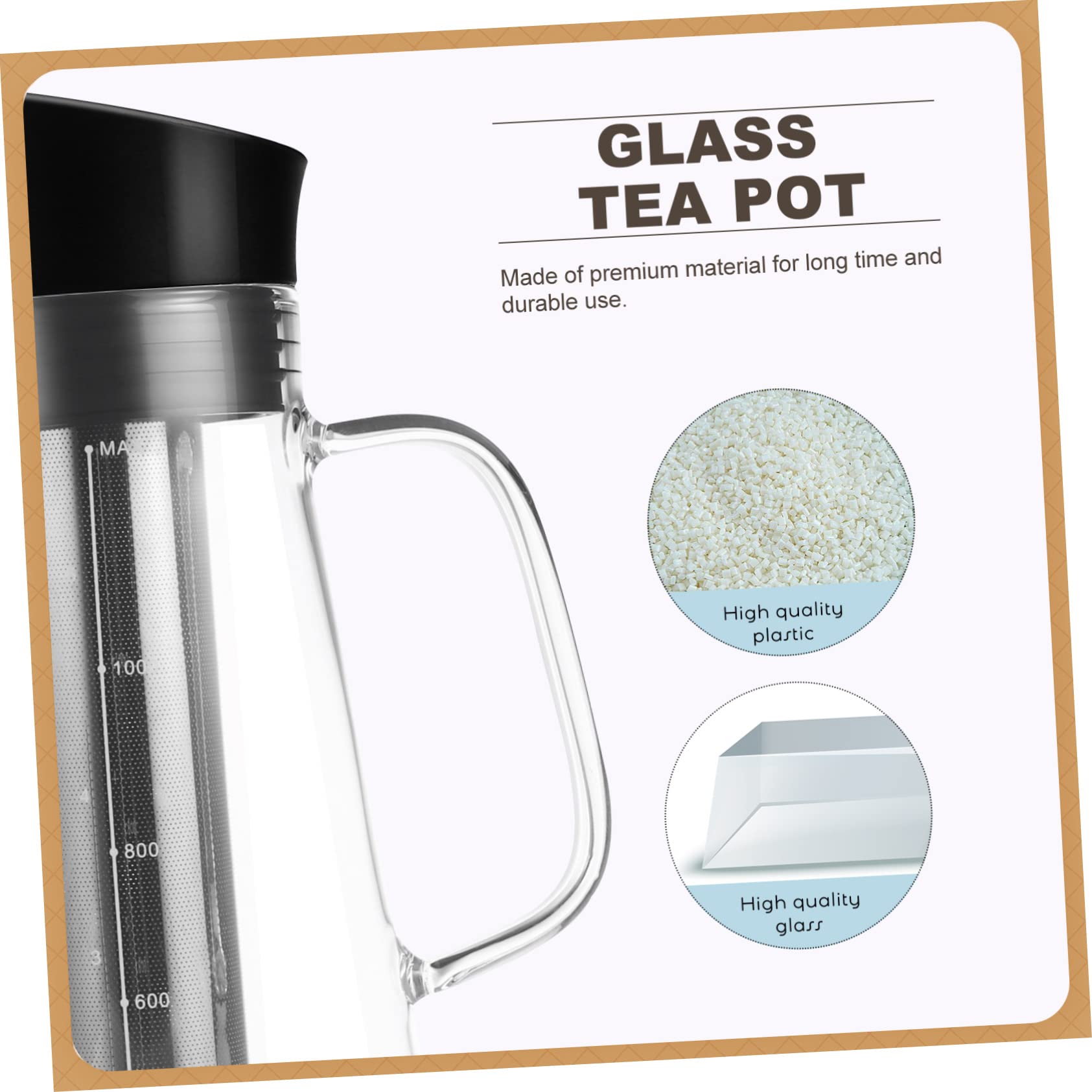 1Pc Large Capacity Glass Coffee Pot with Filter Cold Brew Maker for Tea Coffee Multi Functional Easy to Clean for Home Office Use