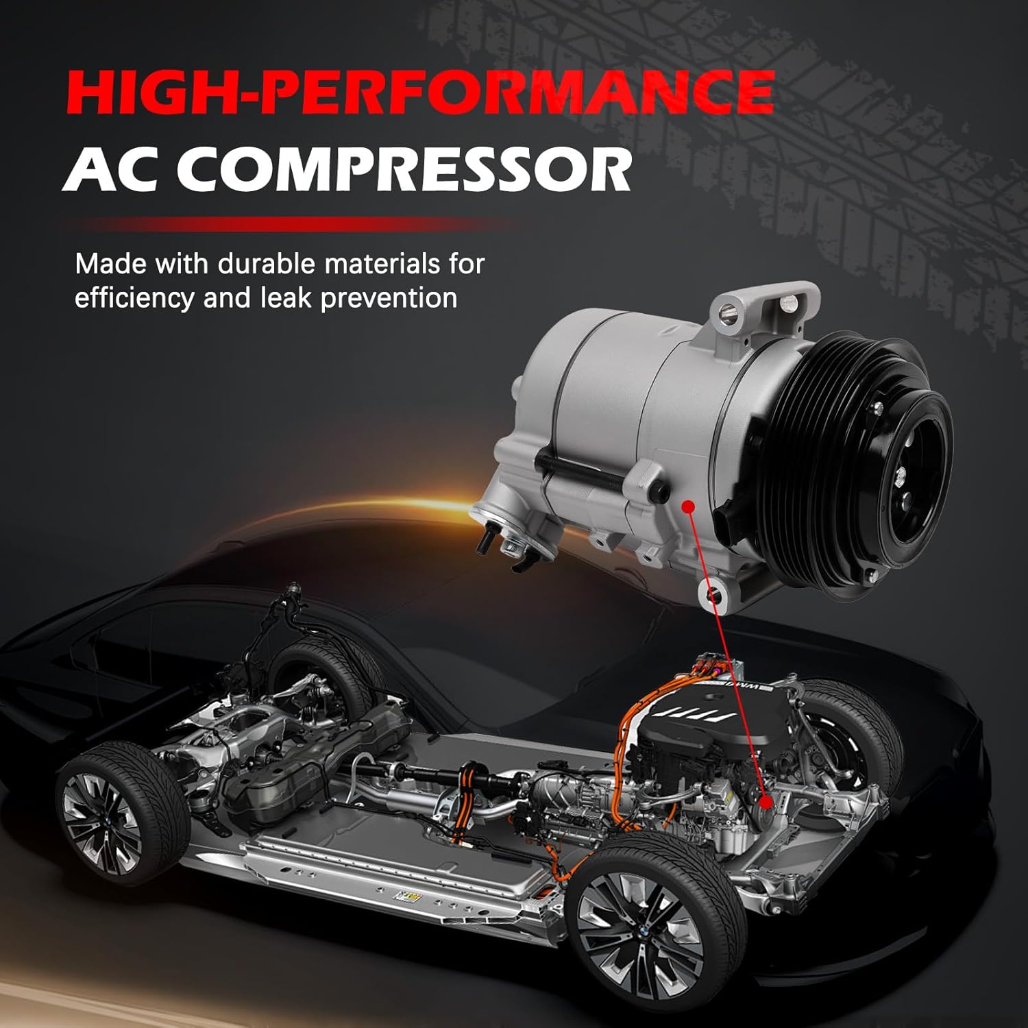 AC Compressor with Clutch for Chevy Camaro 2010 2011 2012 2013 2014 2015 3.6L, Air Conditioning Compressor Replace for 67683, 1522219, 1222219