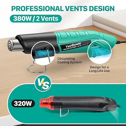 Miniatura 6 de Pistola de calor, mini pistola de aire caliente de calor rápido de 380 W con 2 ajustes de temperatura 480 °F a 850 °F (480.2 °F-851.0 °F) boquilla