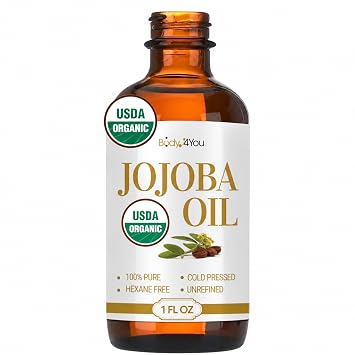 BodyJ4You Organic Golden Jojoba Oil - USDA 100% Pure Cold Pressed Unrefined