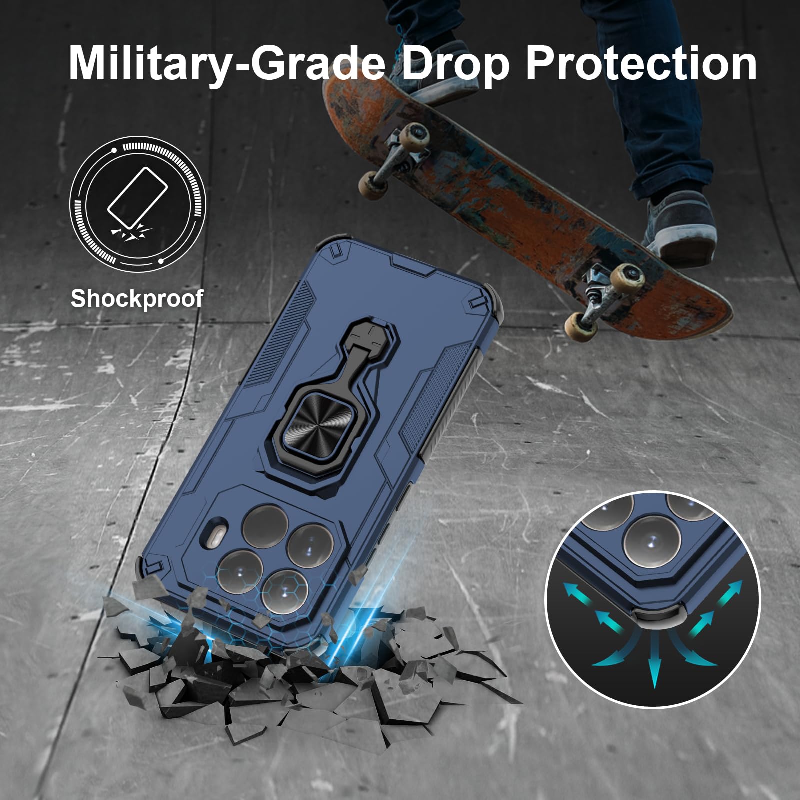 Funda para Xiaomi Redmi Note 15 Pro 5G, Carcasa Antigolpes con Soporte anular metálico, Case Protectora de Grado Militar, Azul — view 742