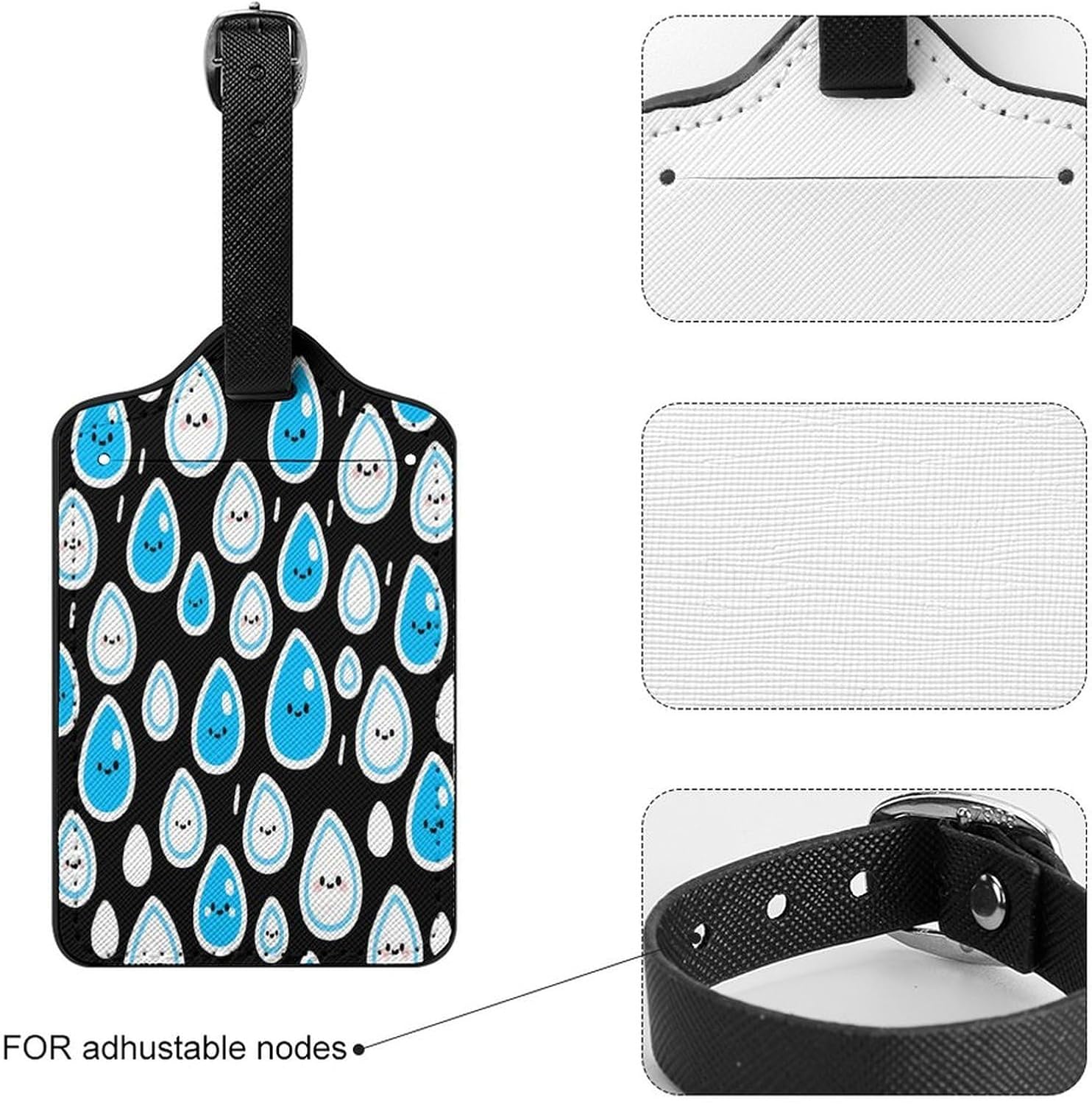 Raindrop Pattern PU Leather Luggage Tag for Suitcases image 4