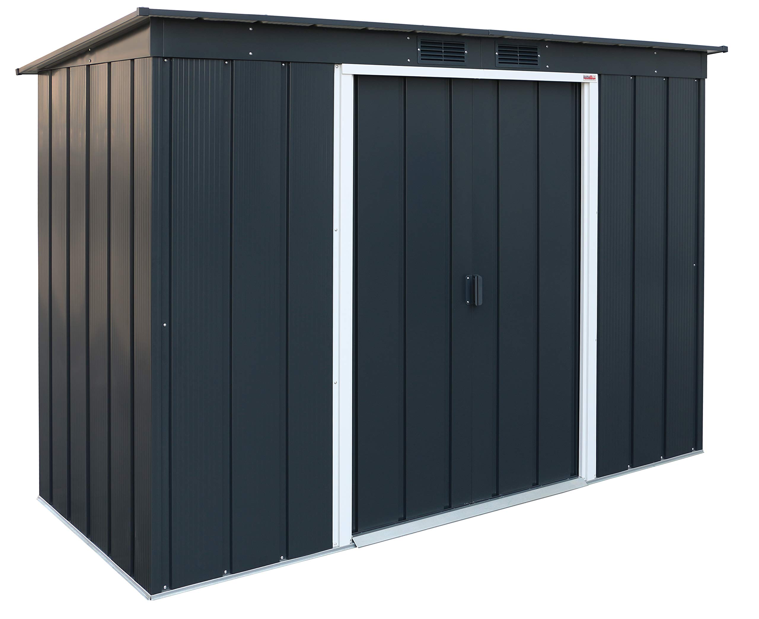 Duramax ECO 8 x 4 (2.85 m²) abri de jardin en métal à toit pentu, Abri de jardin en métal galvanisé à chaud, Abri de stockage d'outils, structure de toit renforcée, anthracite - 1