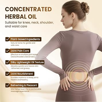 Natural Relief Massage Roll On Oil, Pure Botanical Essential Oil for Sore Joint & Muscle, Arthritis Discomfort Soothing for Knee Shoulder Hand, Non Greasy Portable Design (1PCS)