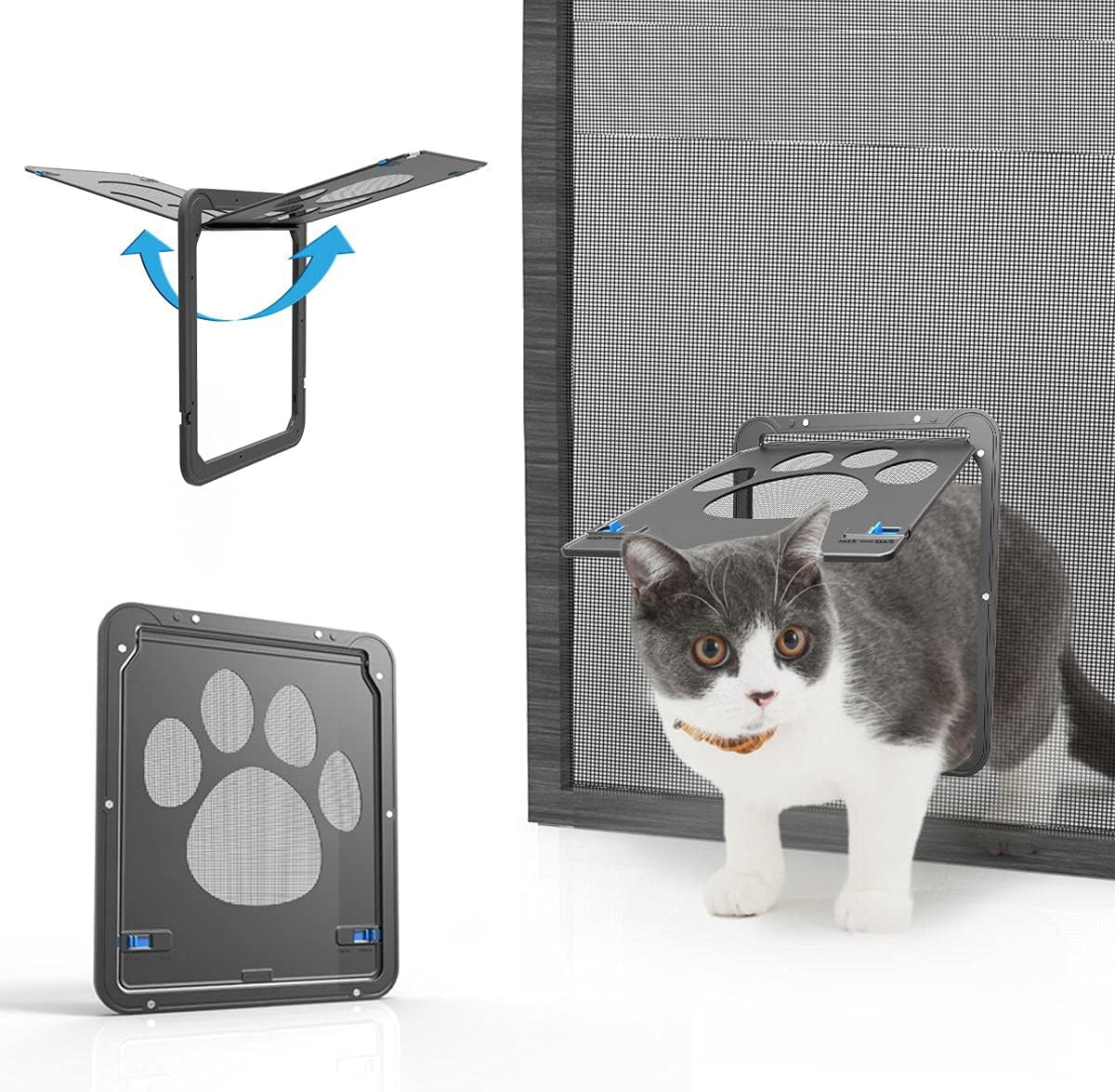 Namsan Cat Flap Pet Screen Door Lockable Magnetic Cat door Easy Install Durable Door for Cats Dogs(8" W x 10.2" H)