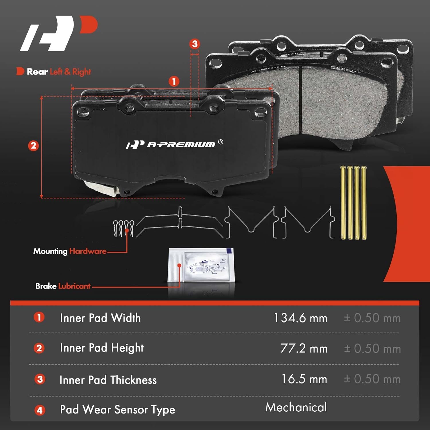 A-Premium Front Disc Brake Calipers with Ceramic Pads Compatible with Toyota 4Runner Lexus GX470 2003-2009 4.0L 4.7L 6-PC Set