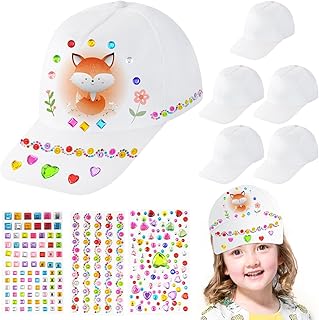 6 Piezas DIY Gorras de Béisbol,Niño Gorras de Béisbol en Blanco,Gorra de Béisbol de Dibujo Creativo para Niños,Gorras Blancas Niños para Pintar,Regalos de Cumpleaños para Niños