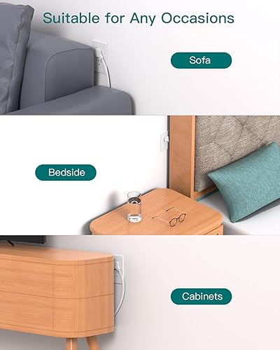 Miniatura 7 de Addtam - Cable de extensión plano de 5 pies con extensor de 6 tomas de corriente, sin protector de sobretensiones para cruceros, viajes, artículos