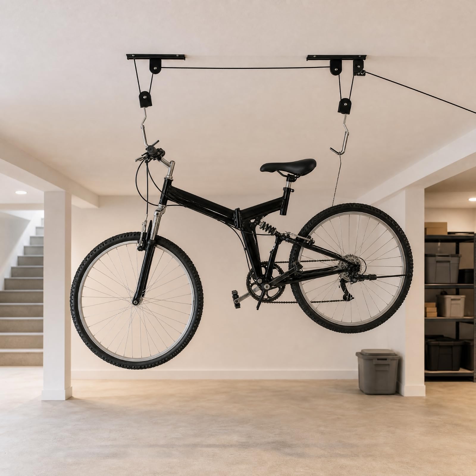 Amagogo Rack Bicicleta Montado en Pared con Poleas Elevador Bicicleta con Cuerda 15 M Resisn Portabicicletas para Garaje