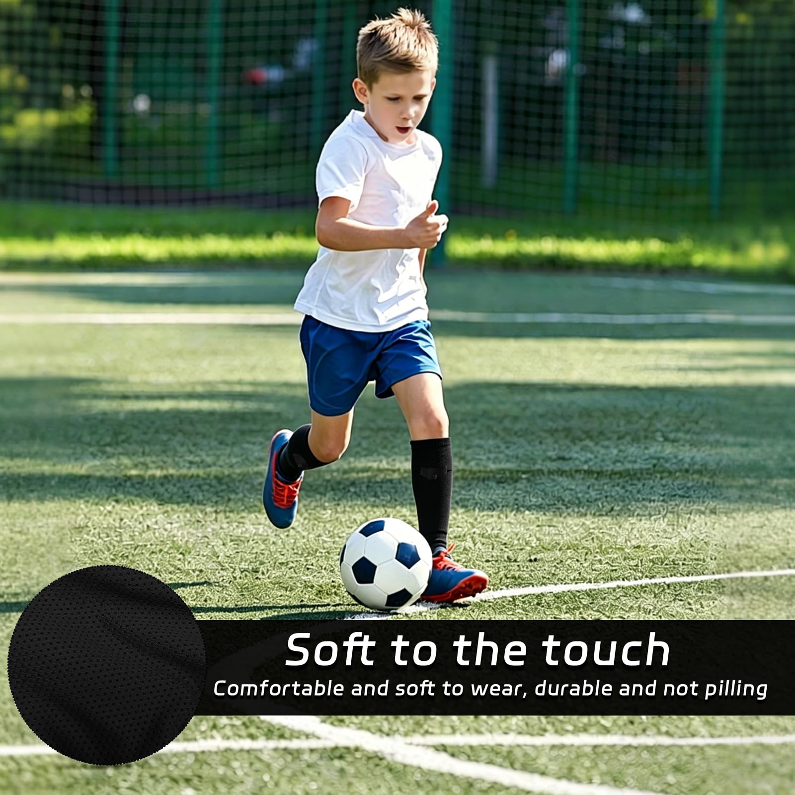 Fascia Fermaparastinchi Calcio per Bambini e Adulti, Calza di Fissaggio per Parastinchi con Tasca Ottimizzata, Traspirante e Antiscivolo