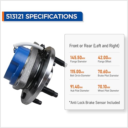 Miniatura 6 de PAROD Par 513121 Conjunto de rodamientos de cubo de rueda delantera compatible con Cadillac DTS Eldorado Seville, Chevy Impala Monte Carlo, Buick