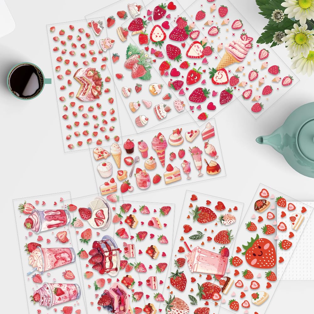 Zaamwoyy Credit Card Stickers - 4 Pink Strawberry Bow Skins, UV DTF, Waterproof, Removable Decals For Debit/Transit Cards