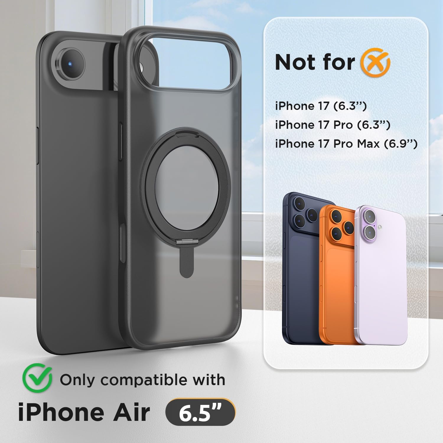 المتكامل - سورفي جراب موبايل ايفون اير 6.5 بوصة مع حامل حلقي م... - view 2