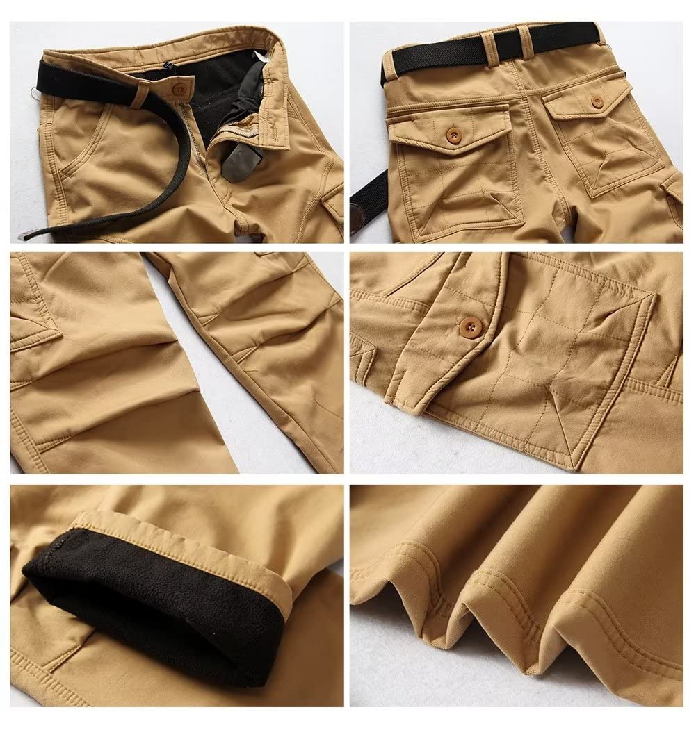 HNVAVQ Pantalon Doublé en Polaire Thermique Automne Hiver pour Homme Pantalon Tactique Cargo
