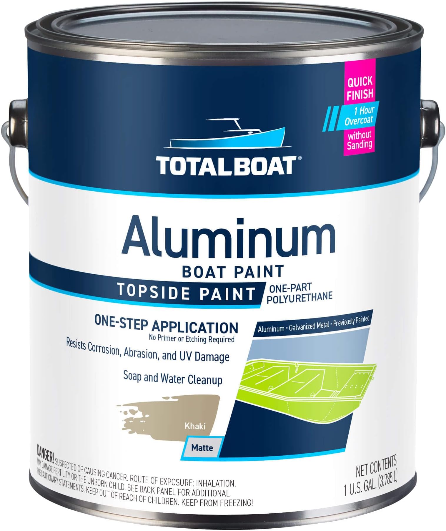 TotalBoat Aluminum Boat Paint for Canoes, Bass Boats, Dinghies, Duck Boats, Jon Boats and Pontoons (Khaki, Gallon)