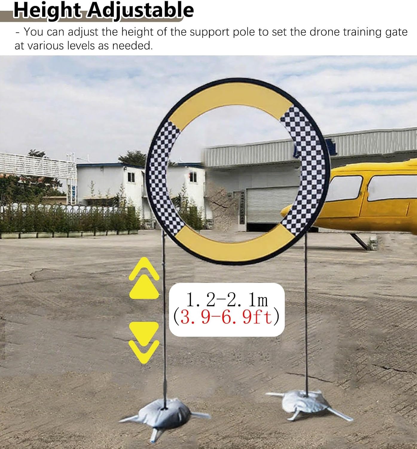 Adjustable Height Weatherproof Drone Obstacle Hoop - RC FPV Racing Training Gate with Triangular Base, 40cm (15.75") Quadcopter Avoidance Loop Rings
