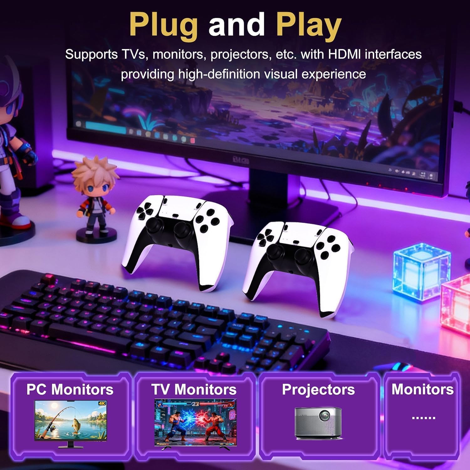 Upgrade Retro Konsole, Game Stick mit 20.000+ Klassikern, 2 Controller & Plug & Play HDMI für TV, Geschenkidee für Familie und Erwachsene (3G)