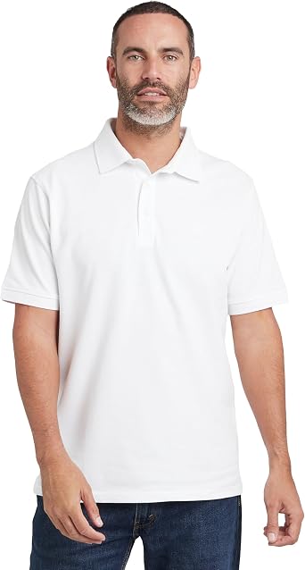 NORTH RIDGE Men's Classic Regular Fit Polo Shirt with Embroidered Logo, Short Sleeves, Button Placket Collar