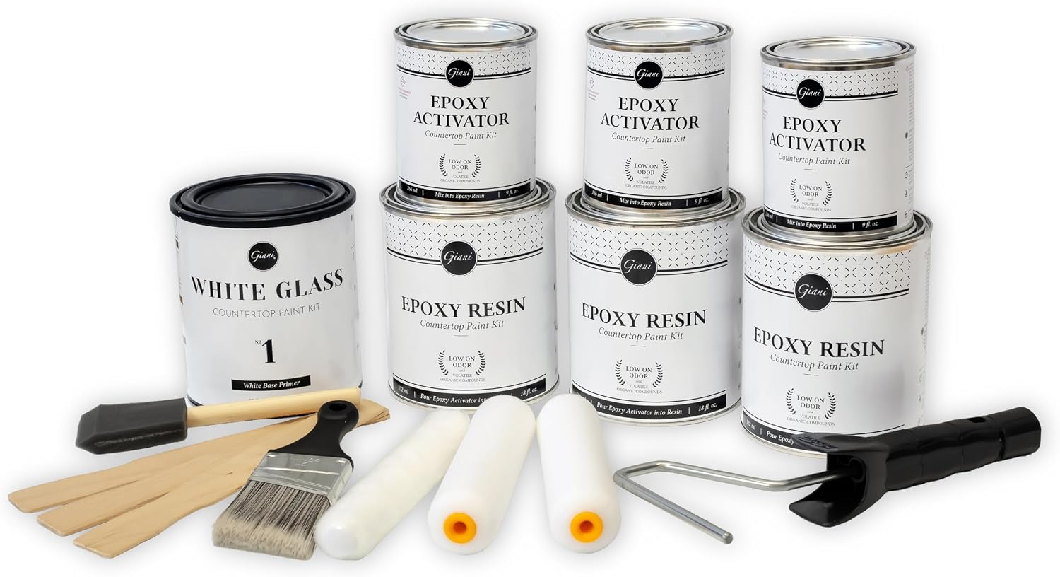 Giani Easy Epoxy Quartz Countertop Paint Kit White Glass