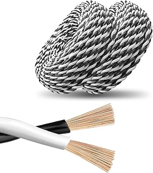 2-Core Twisted Extension Cords 1.5mm2 / 2.5mm2 / 4mm2 - PVC Insulated Outdoor Power Cable, Black and White for EV Charging, Construction Sites, and Electrical Work 190300FT190FT,2 x 2.5mm2