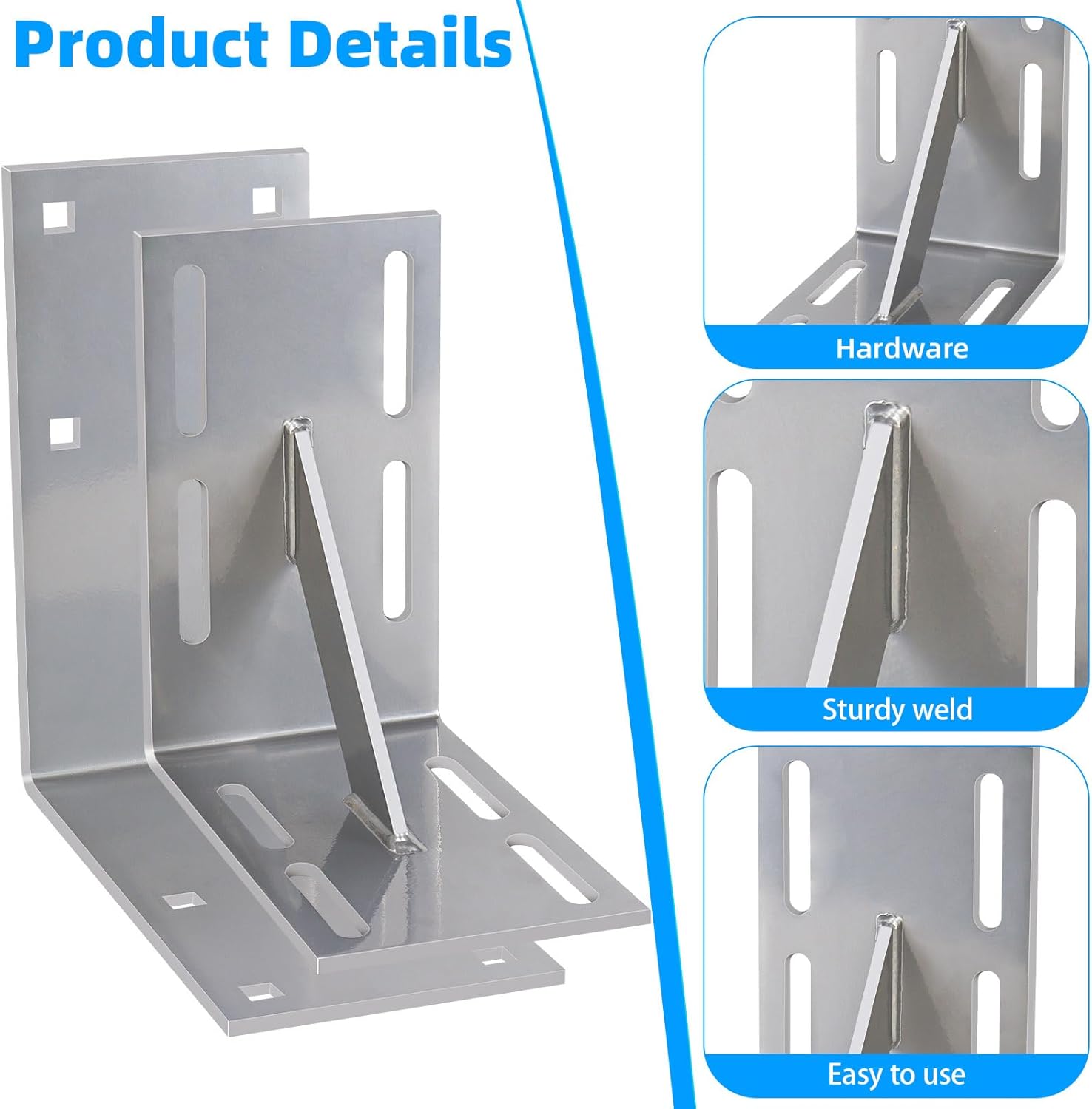 Dock Corner Brackets Hardware,Dock Brackets Hardware for Stationary/Floating Docks, Heavy Duty L-Shaped Outside and Inside Corner Bracket Plates for Stabilizing Frame