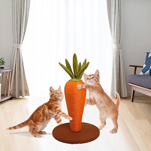 Miniatura 5 de Rascador de zanahoria para gatos de interior de 21 pulgadas, rascador de sisal para gatos grandes y gatitos