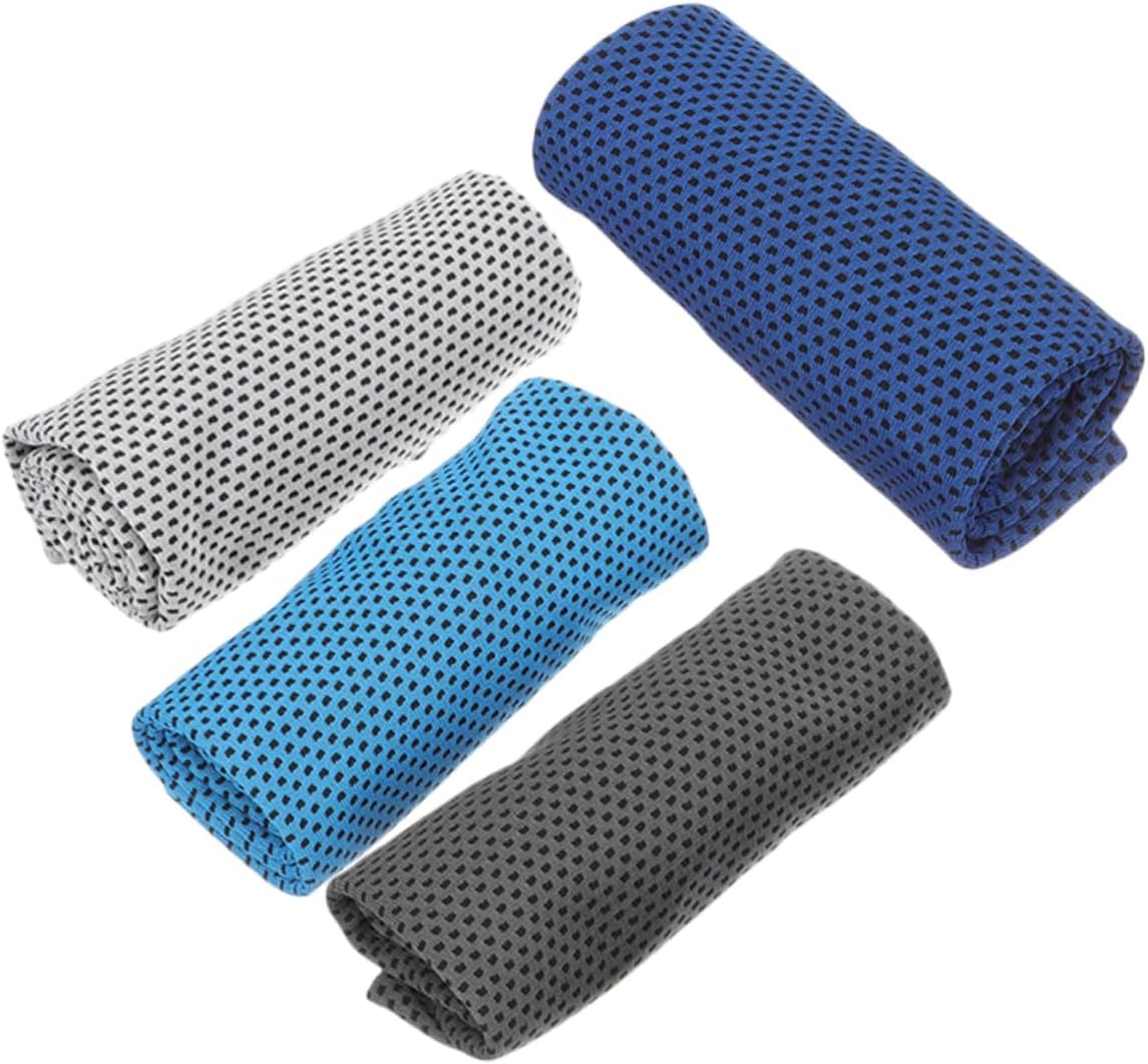 BESTonZON 4Pcs Multi Function Cooling Towel Soft Absorbent Microfiber Sports Towels for Yoga Running Gym and Travel Comfortable Skin Friendly Cooling Bathing Towels Light
