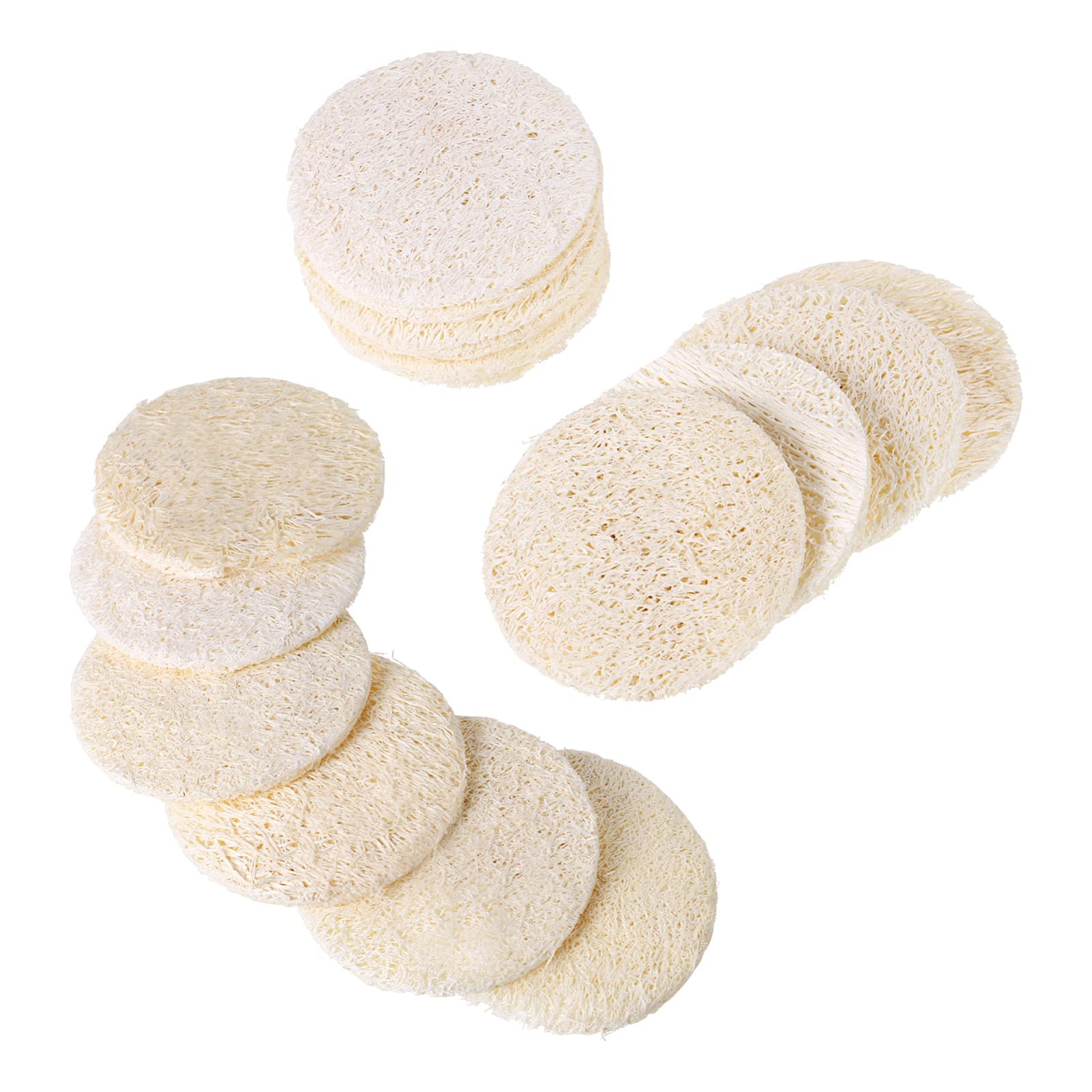 FOMIYES 50 almohadillas de luofa, exfoliantes, esponjas exfoliantes, de complejidad facial, para eliminar el maquillaje natural, almohadillas para ducha, baño y spa