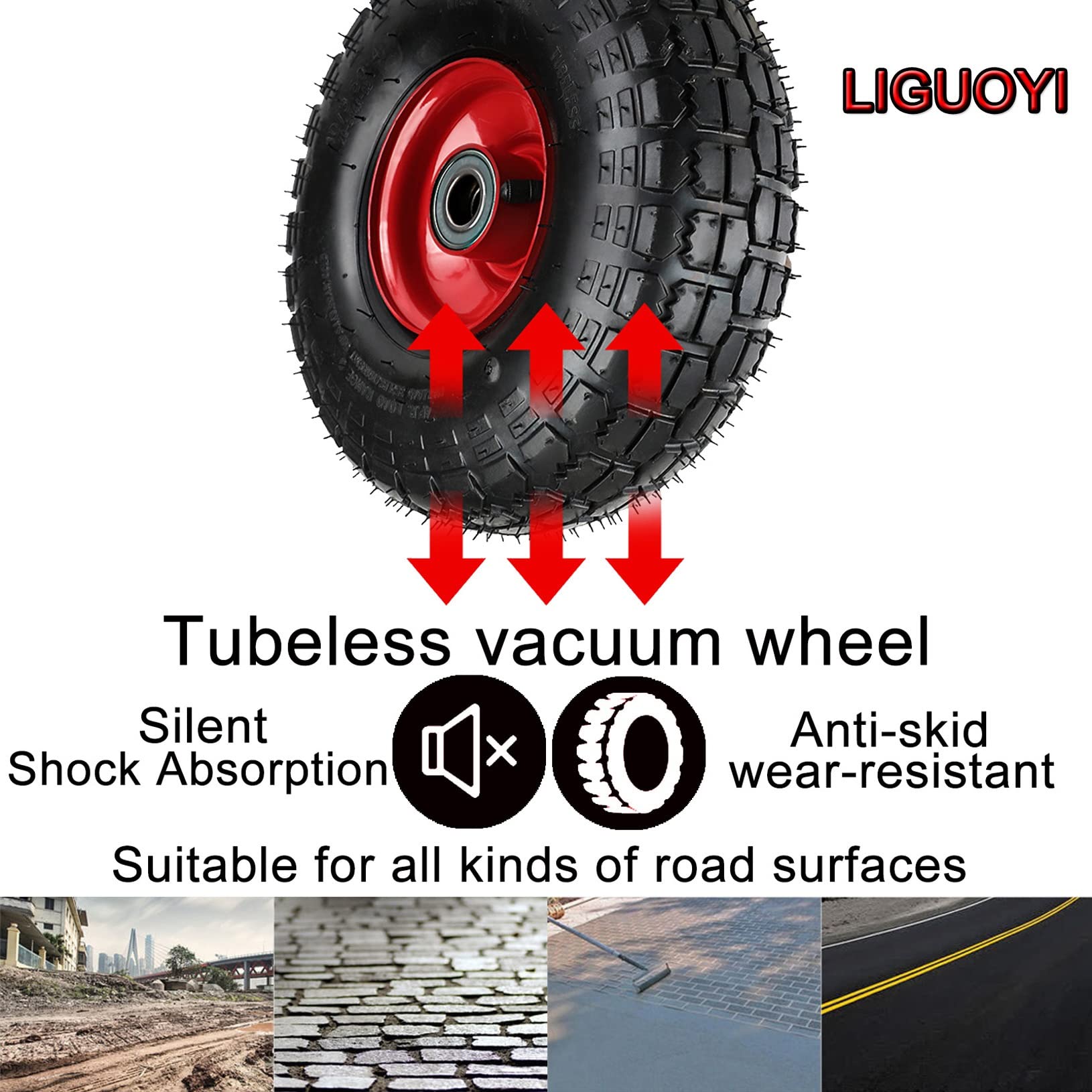 Ruedas ​de Carretilla 2 Pcs Rueda De Caucho Al Vacío, Inflable/Buje De Una Sola Pieza/Rodamientos Dobles, Industriales Rueda 300KG Capacidad Carro De Mano, Accesorios Para Cochecitos ( Size : 250mm )
